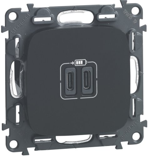 Розетка USB тип C+C без рамки Legrand Valena Allure 2-м. 3000мА антрацит картинка